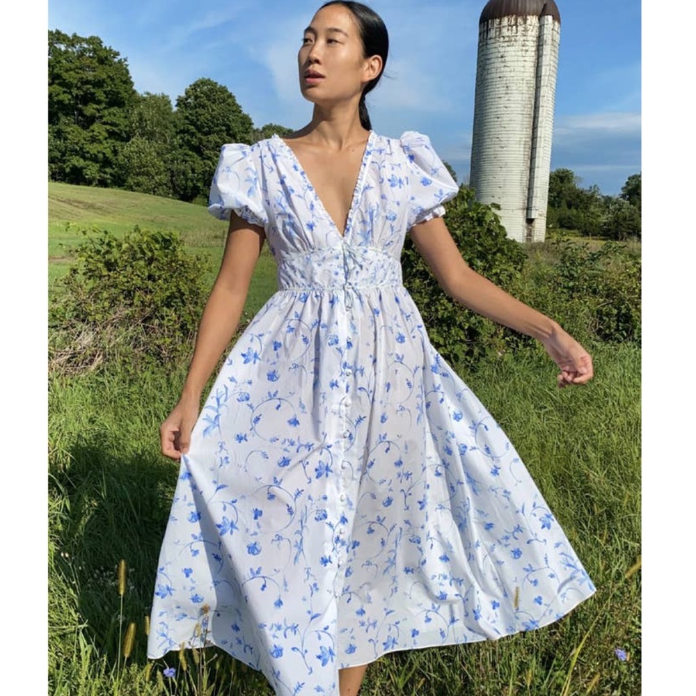 HILL HOUSE Sabrina Dress - Blue Botanical